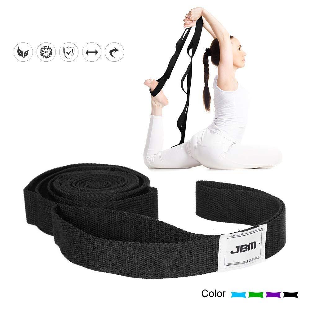 JBM Stretching Exercise Strap with 10 Flexible Loops Thicken Exercise Band Gravity Fitness Stretching Strap Physical Therapist Recommended Exercises and Pilates Workouts